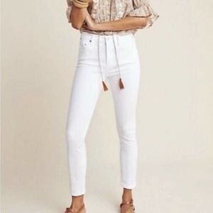 Anthropologie x Pilcro Womens Script Skinny Jeans size 27 White Mid Rise Stretch